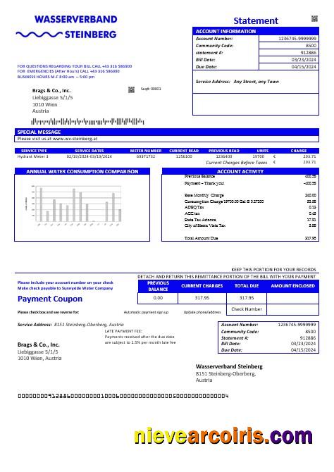 Austria Wasserverband Steinberg water business utility bill